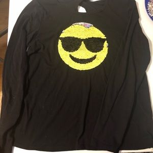 Justice black long sleeve sequin shirt girls 20